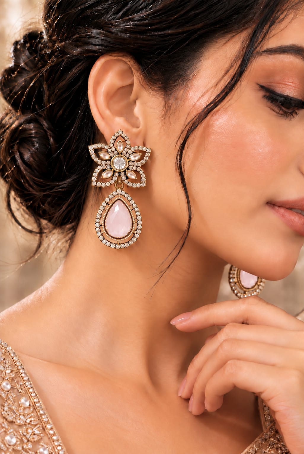 Bridal Ruby Kundan white Dangler Earrings in Berlin