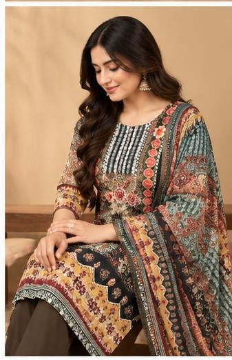 Rayon Printed Unstitched Salwar Suit Set in Germany - Neha Couture Berlin