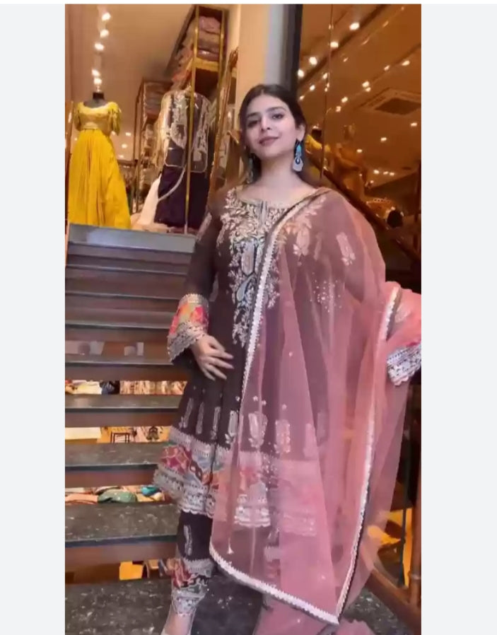 Heavy Faux Georgette Pant and dupatta set