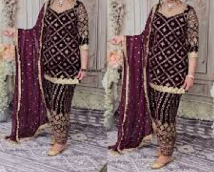 Faux Georgette With Heavy *Embroidery work Suit in Germany