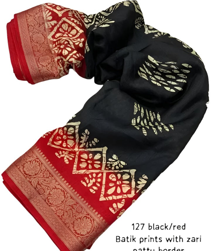 Printed Soft Cotton Crepe Silk Saree With Jacquard Border in Germany