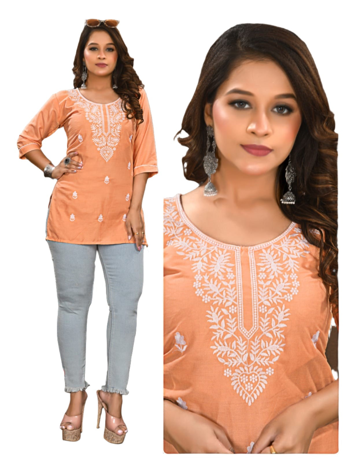 Lucknowi Work Short Kurti in Germany