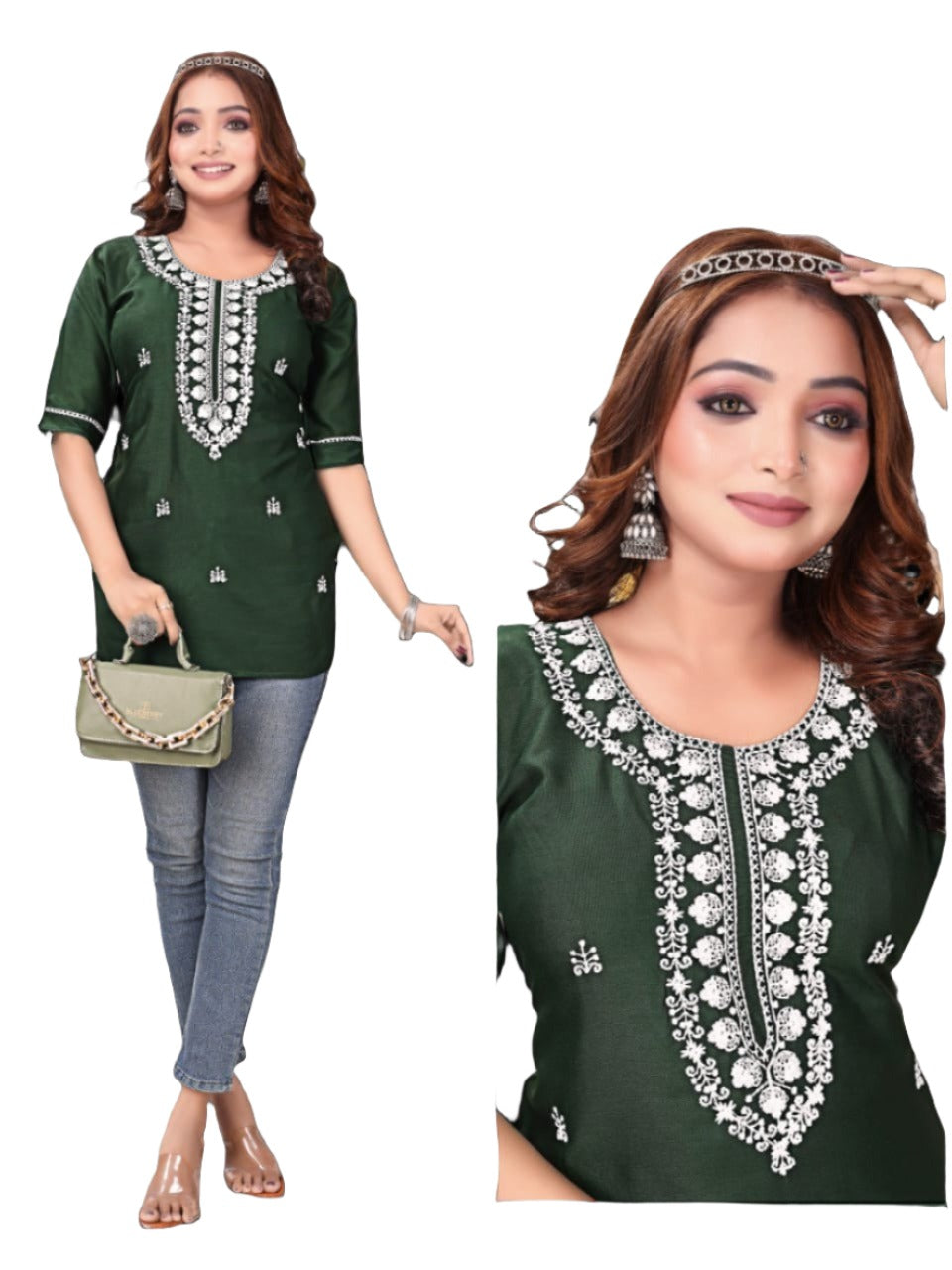 Lucknowi Work Short Kurti in Germany