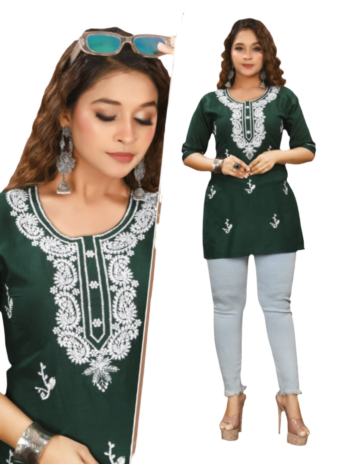 Lucknowi Work Short Kurti in Germany