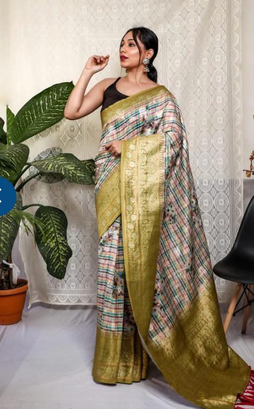 Multicolor Embroidered Silk Sarees embroidery and fabric detail - Neha Couture Indian Fashion