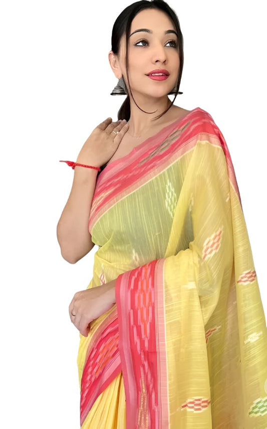 Woven Cotton Silk Saree embroidery and fabric detail - Neha Couture Indian Fashion