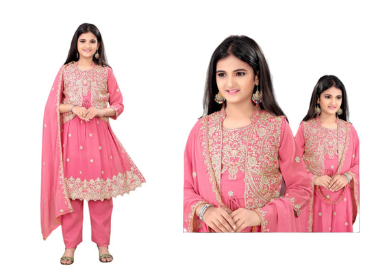 Girls Georgette Kurti Pant Set in Germany