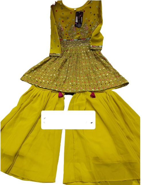 Girls Mustard Georgette Sharara Suit in Germany