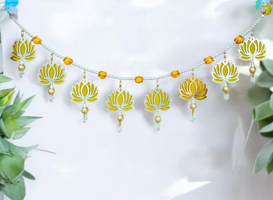 Pink Lotus Toran for Door Hanging Bandhanwar for Home Decor - Neha Couture Indian Fashion