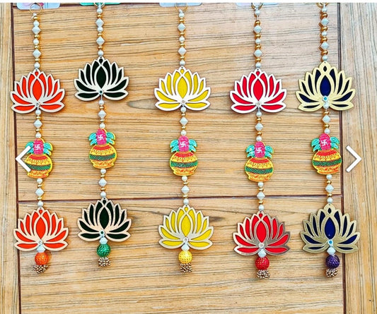 Wooden Kalash & Lotus Hanging - Neha Couture Indian Fashion