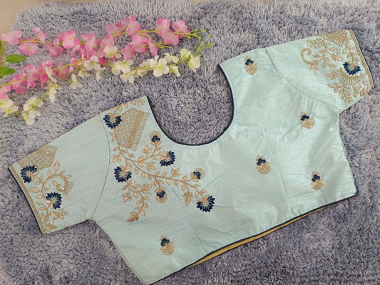 Tendy Beautiful Blouse Slim Fit embroidery and fabric detail - Neha Couture Indian Fashion
