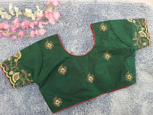 Slim Fit Blouse embroidery and fabric detail - Neha Couture Indian Fashion