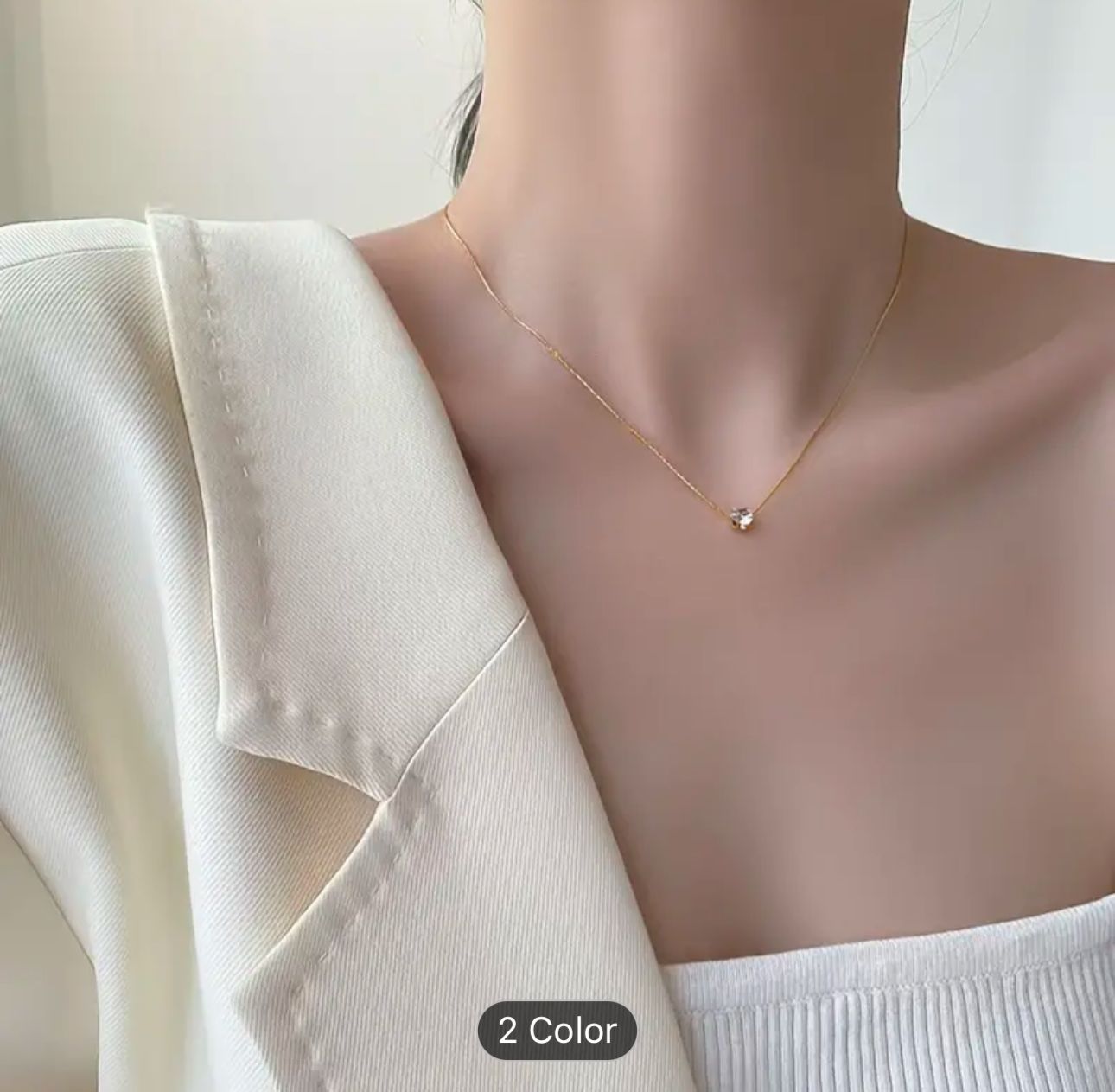 Gold Plated Single Diamond Pendant Charm Necklace in Germany