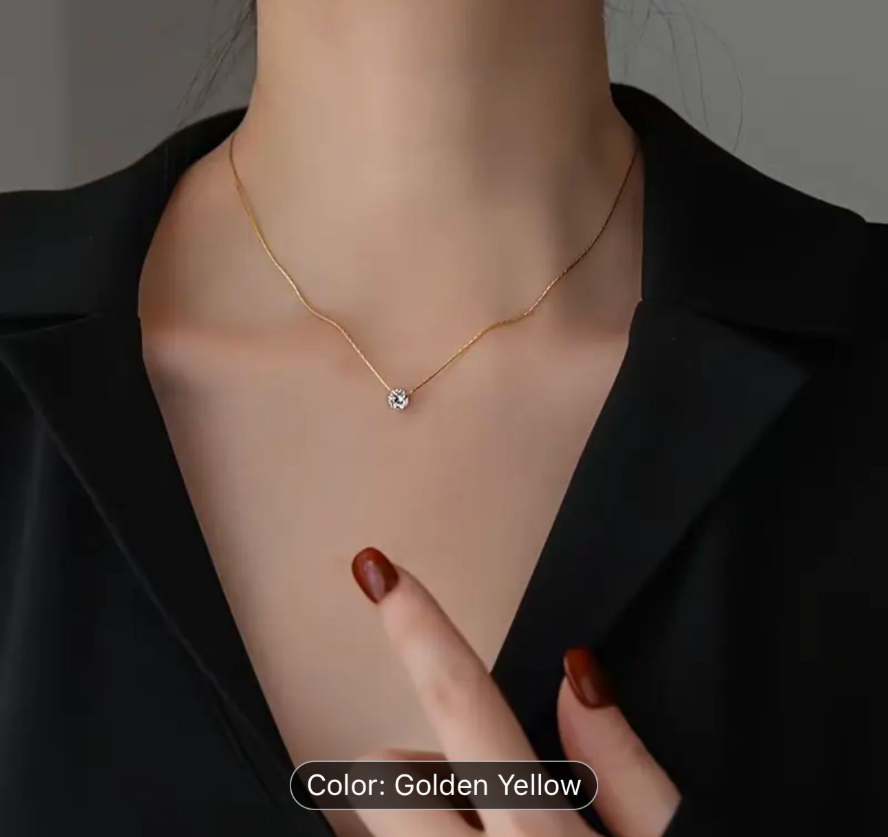Gold Plated Single Diamond Pendant Charm Necklace in Germany