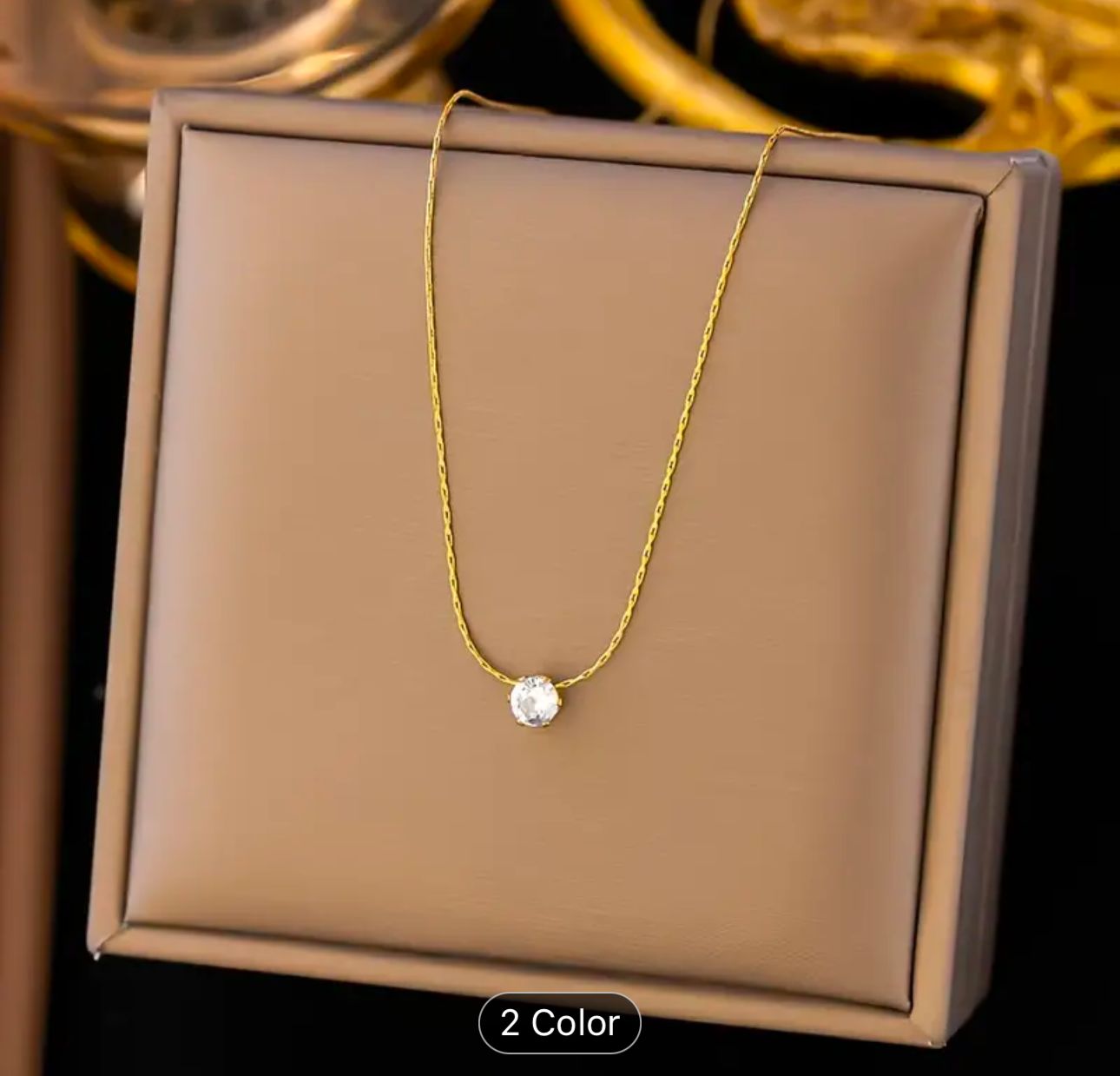 Gold Plated Single Diamond Pendant Charm Necklace in Germany