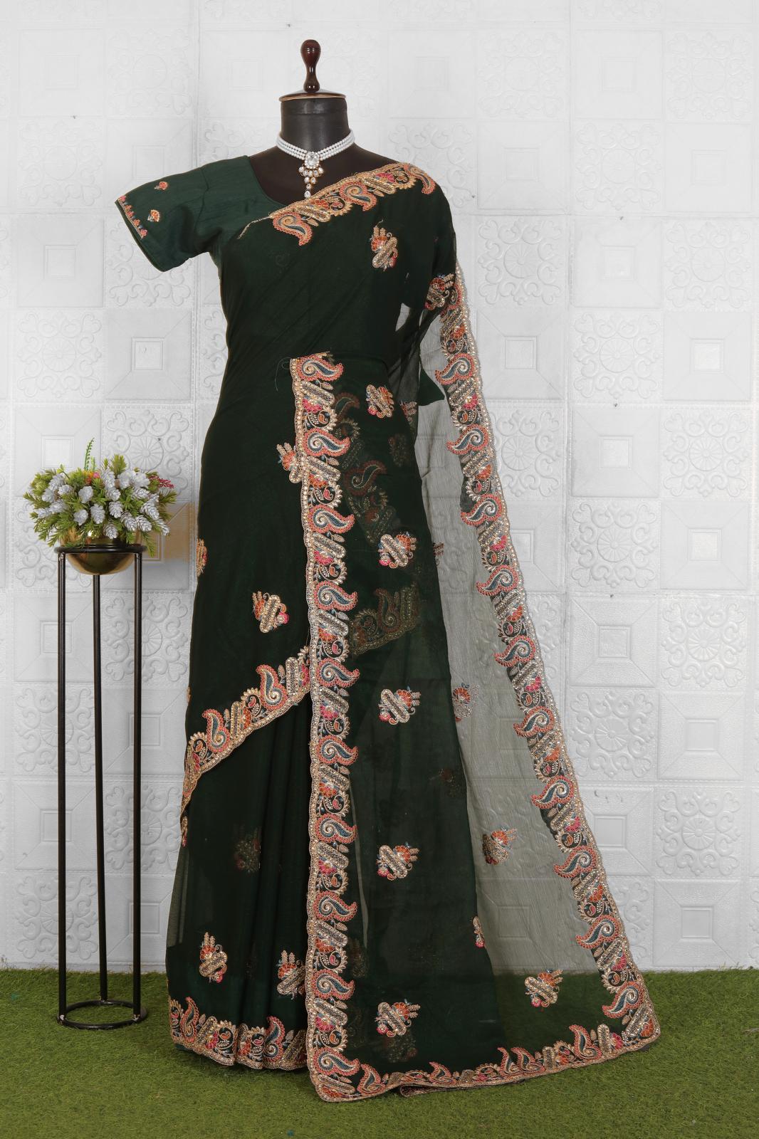Trendy Embroidered Organza Saree in Germany