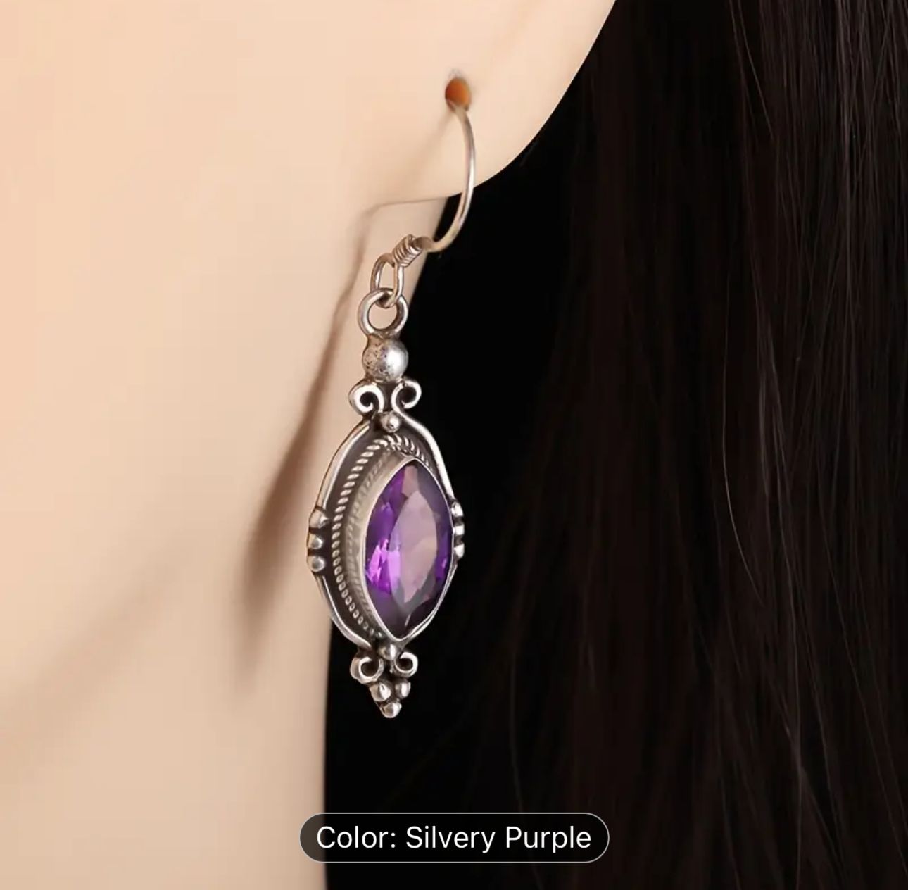 Vintage Purple Shiny Zircon Earrings In Munich