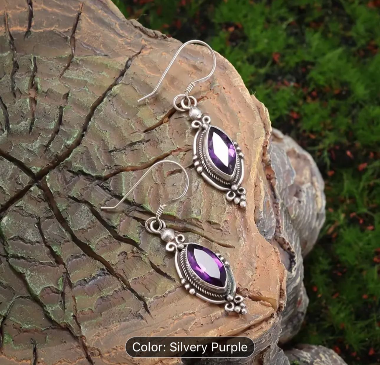 Vintage Purple Shiny Zircon Earrings In Munich