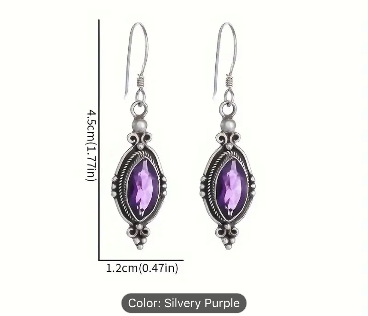 Vintage Purple Shiny Zircon Earrings In Munich