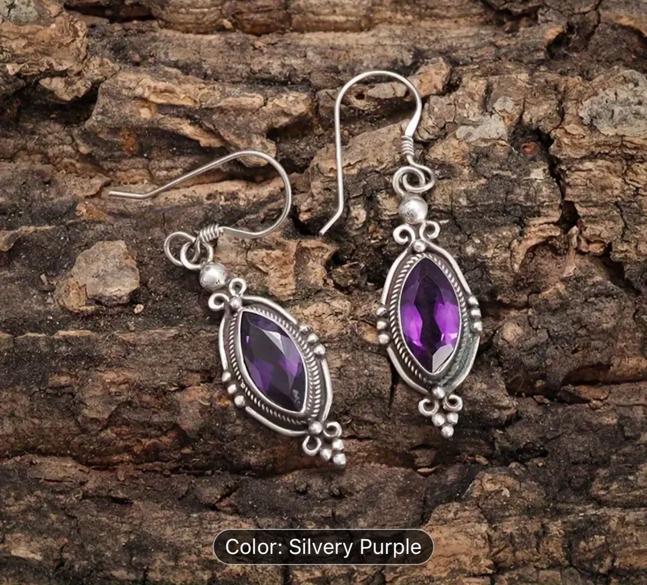 Vintage Purple Shiny Zircon Earrings In Munich