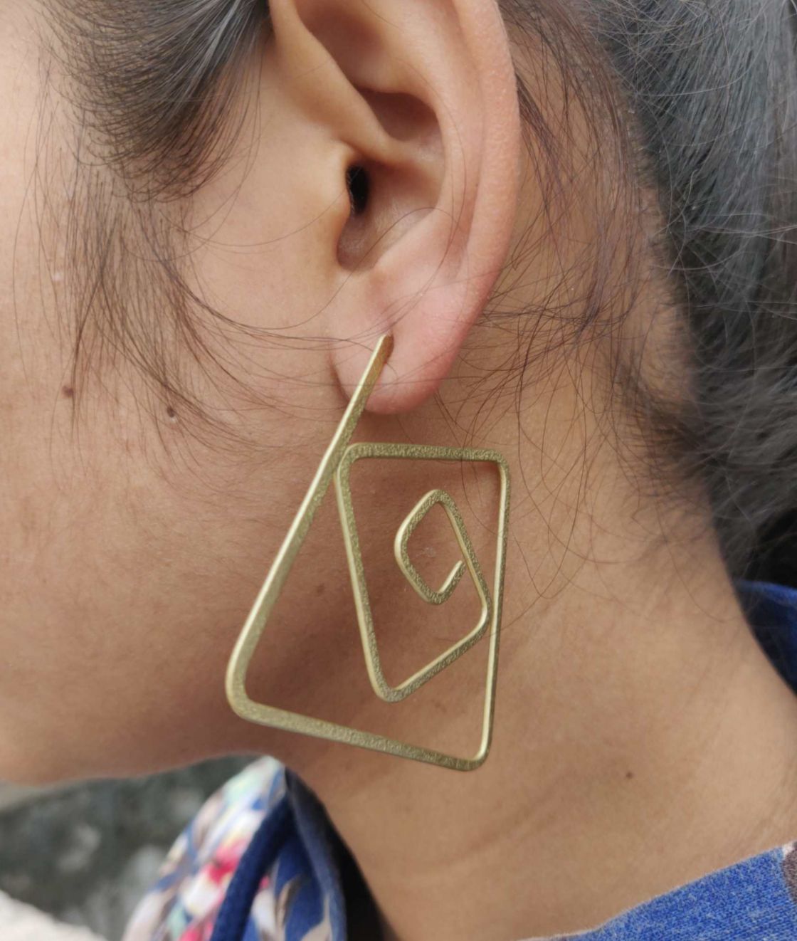Geometric Anti Tarnish Handmade Brass Earrings in Berlin