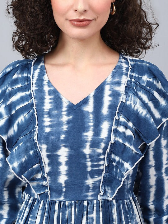 Tie-Dye Front Frill Top With Pants in Berlin