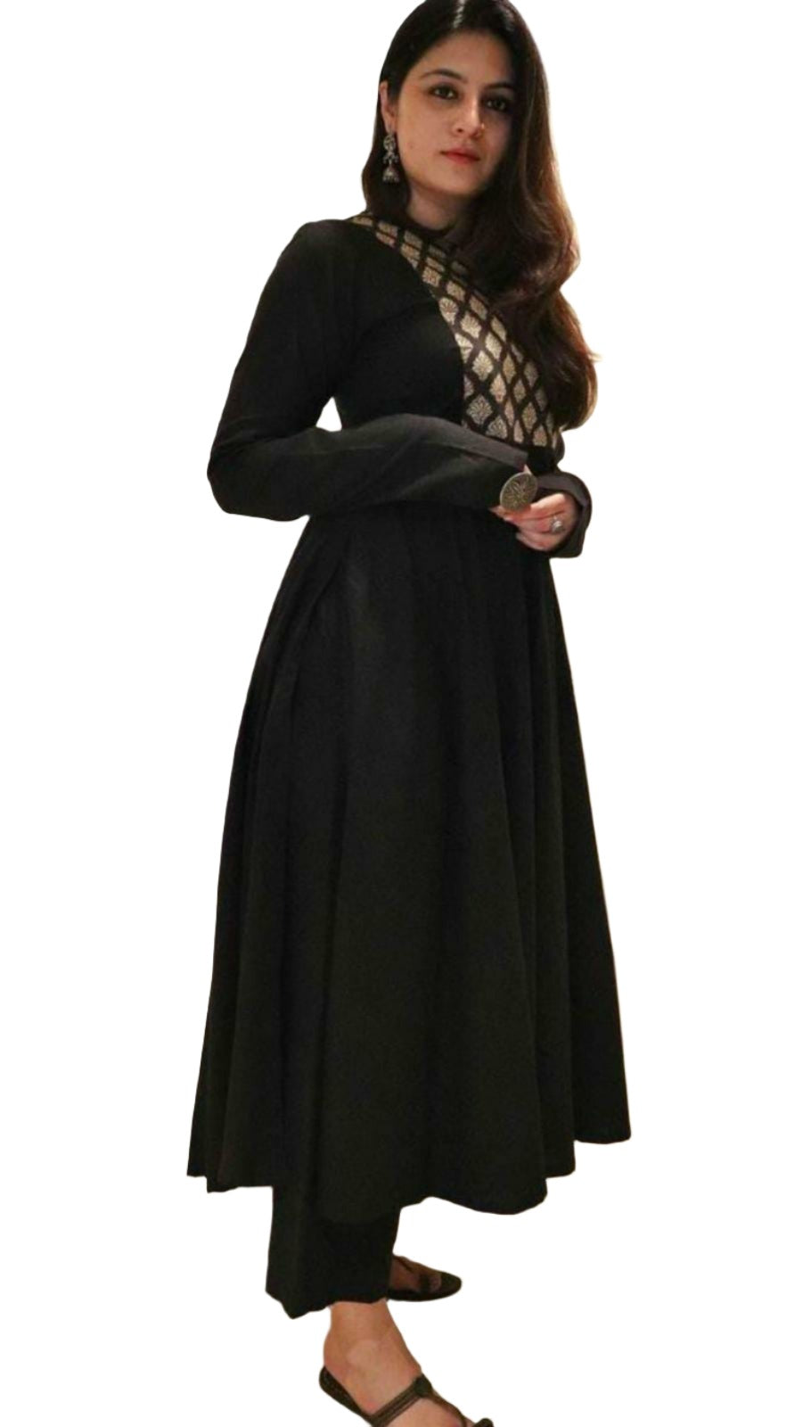 Schwarzer Jaipuri-Anzug (Indianer-Outfit)