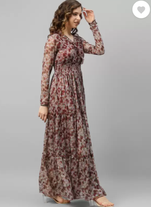 Women Fit and Flare Maroon, Grey Dress in Germany