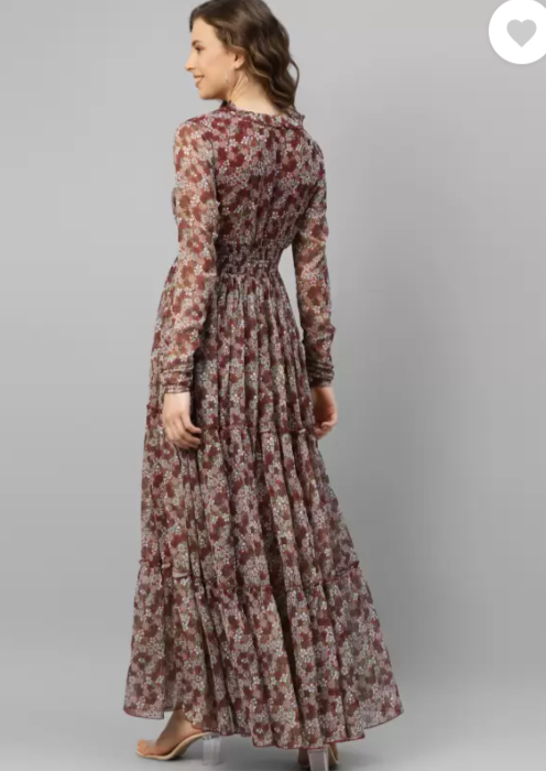 Women Fit and Flare Maroon, Grey Dress in Germany
