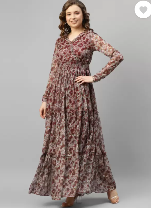Women Fit and Flare Maroon, Grey Dress in Germany