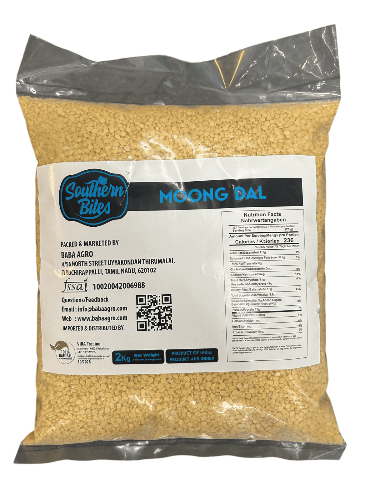 Southern Bites Premium Moong / Mung Dal 2kg