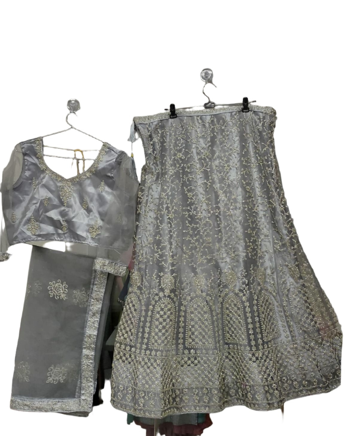 Complete Stitched Embroidered  Lehenga Choli In Germany (Grey)/Bridal Lehenga In Hamburg