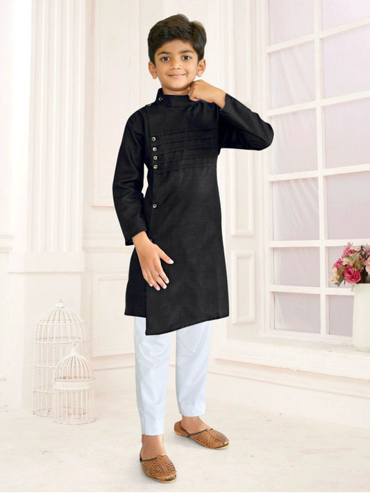 Boys Traditional kurta payjama 🧥Crosskurta🧥 black - Neha Couture Indian Fashion