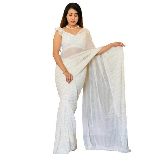 Georgette Saree With Stitched Blouse
