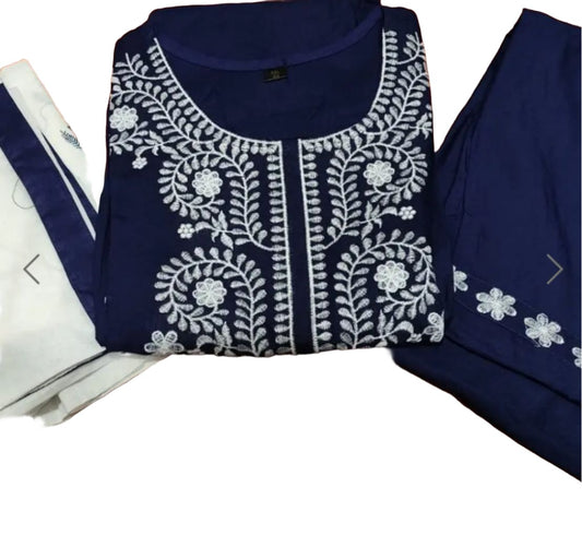Embroidered Straight Long Kurta With Pant In Germany - Neha Couture Indian Fashion