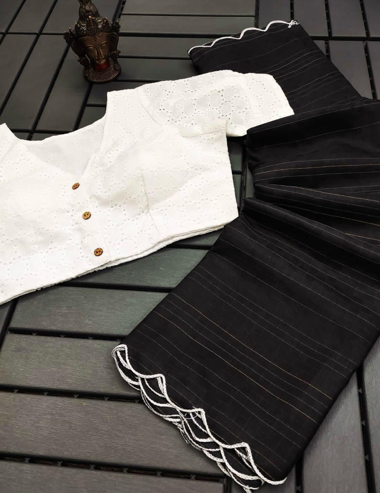 Manipuri kota chex Saree With Stitched Blouse