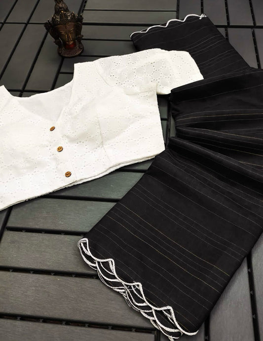 Manipuri kota chex Saree With Stitched Blouse
