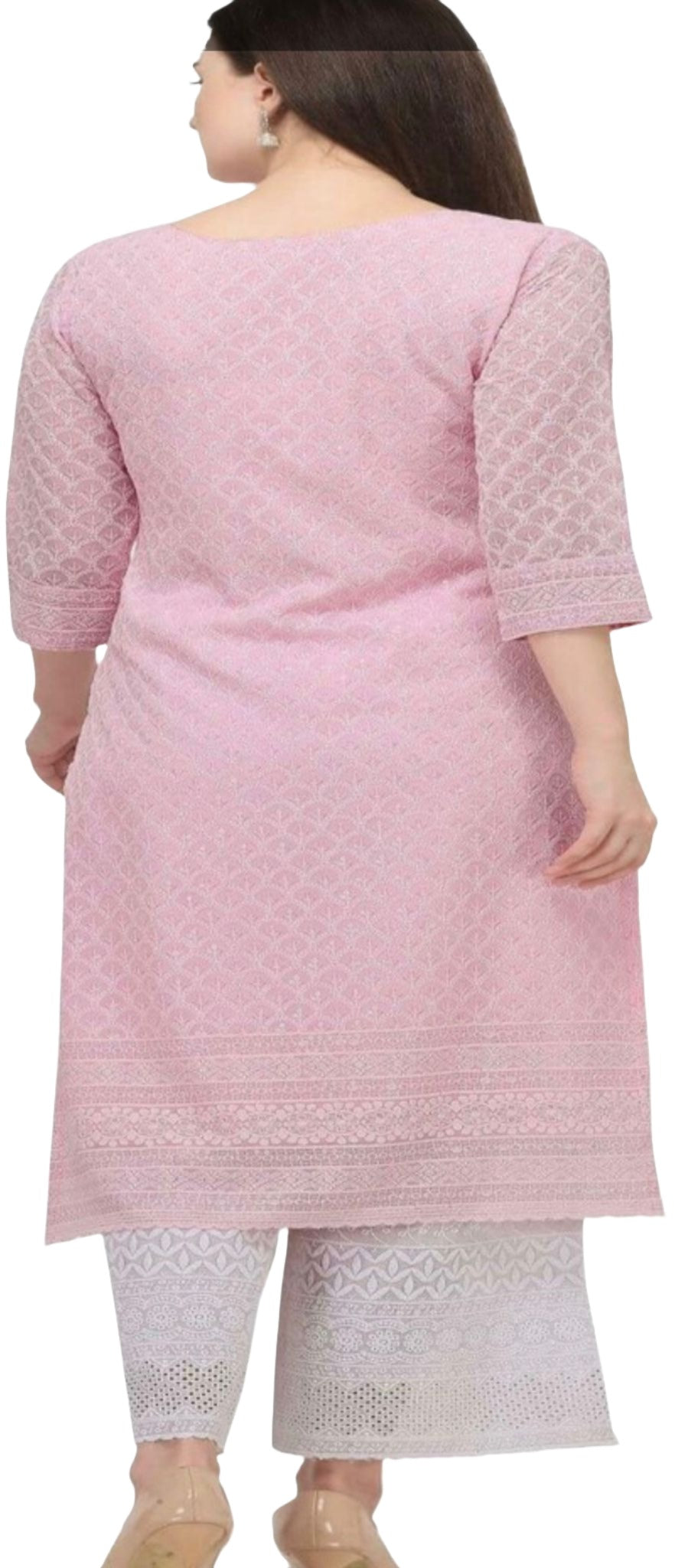 Pink Embroidered Georgette Kurta In Germany