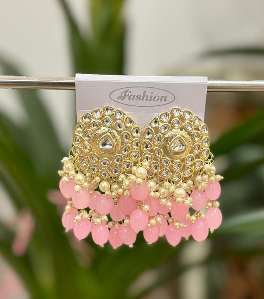 Gold-Plated Kundan and Pearl Classic Chandbalis Earrings
