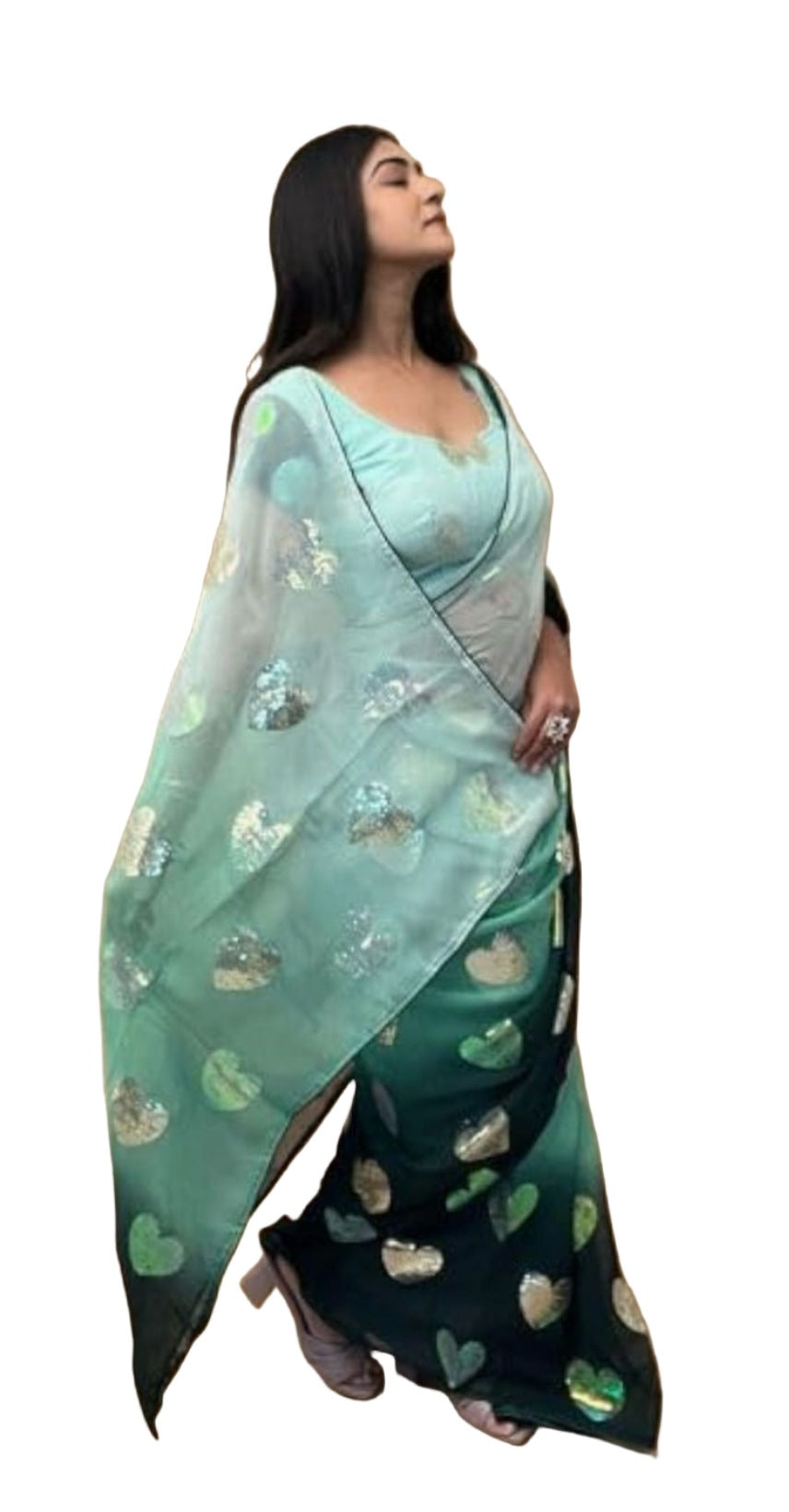 Women's Georgette Saree in Green 