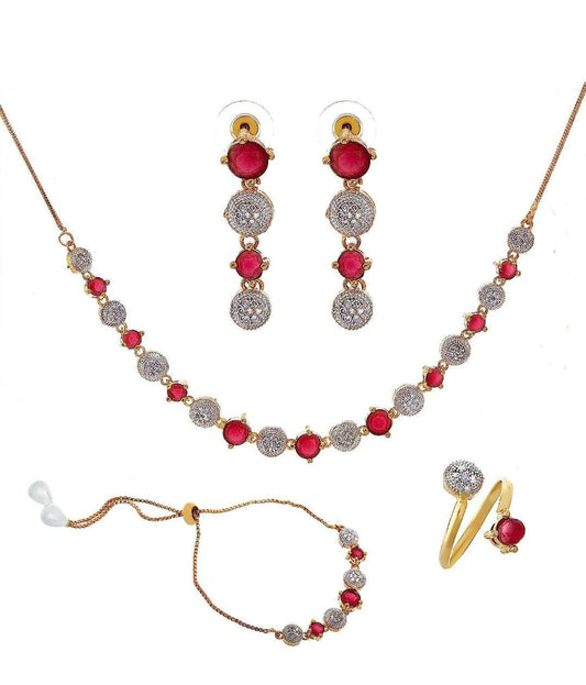Combo of Necklace Set with Earrings, Bracelet and Ring for Girls and Women