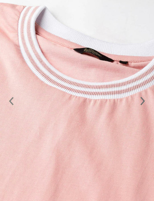 Cropped Top Dusty Pink Boxy Fit Round Neck Pure Cotton