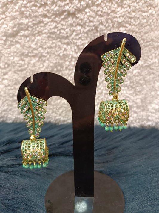 Women Gold-Toned & Jali Style Drop Earrings