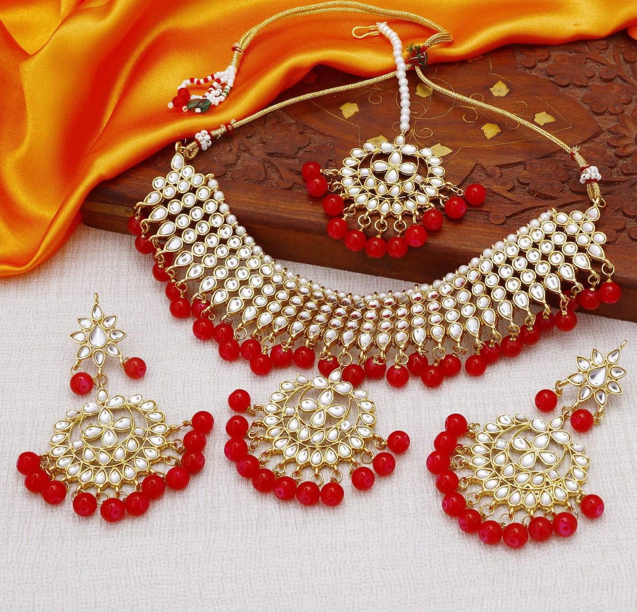 Kundan vergoldetes Halsketten-Set für Damen