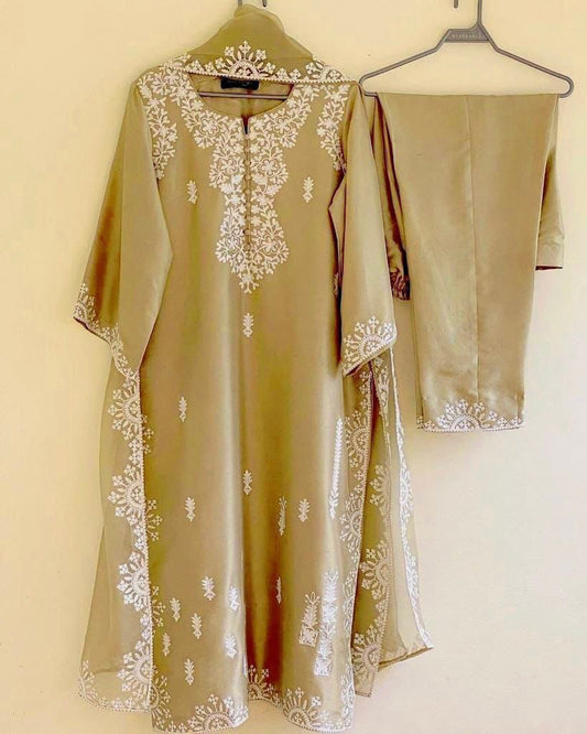 Lucknowi Chikankari Georgette Kurta with Pant and Dupatta