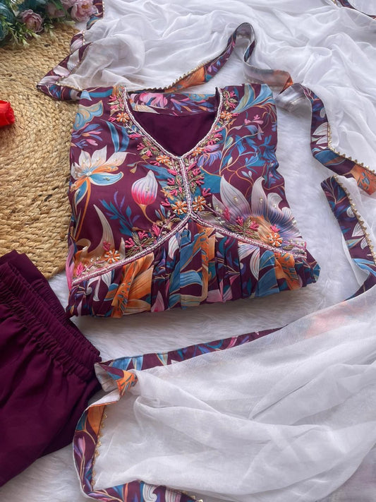 Presenting New Summer special party wear Aliya cut Dresses Dupatta pant