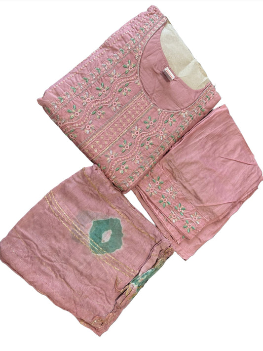 Cotton Embroidery Suit Set embroidery and fabric detail - Neha Couture Indian Fashion