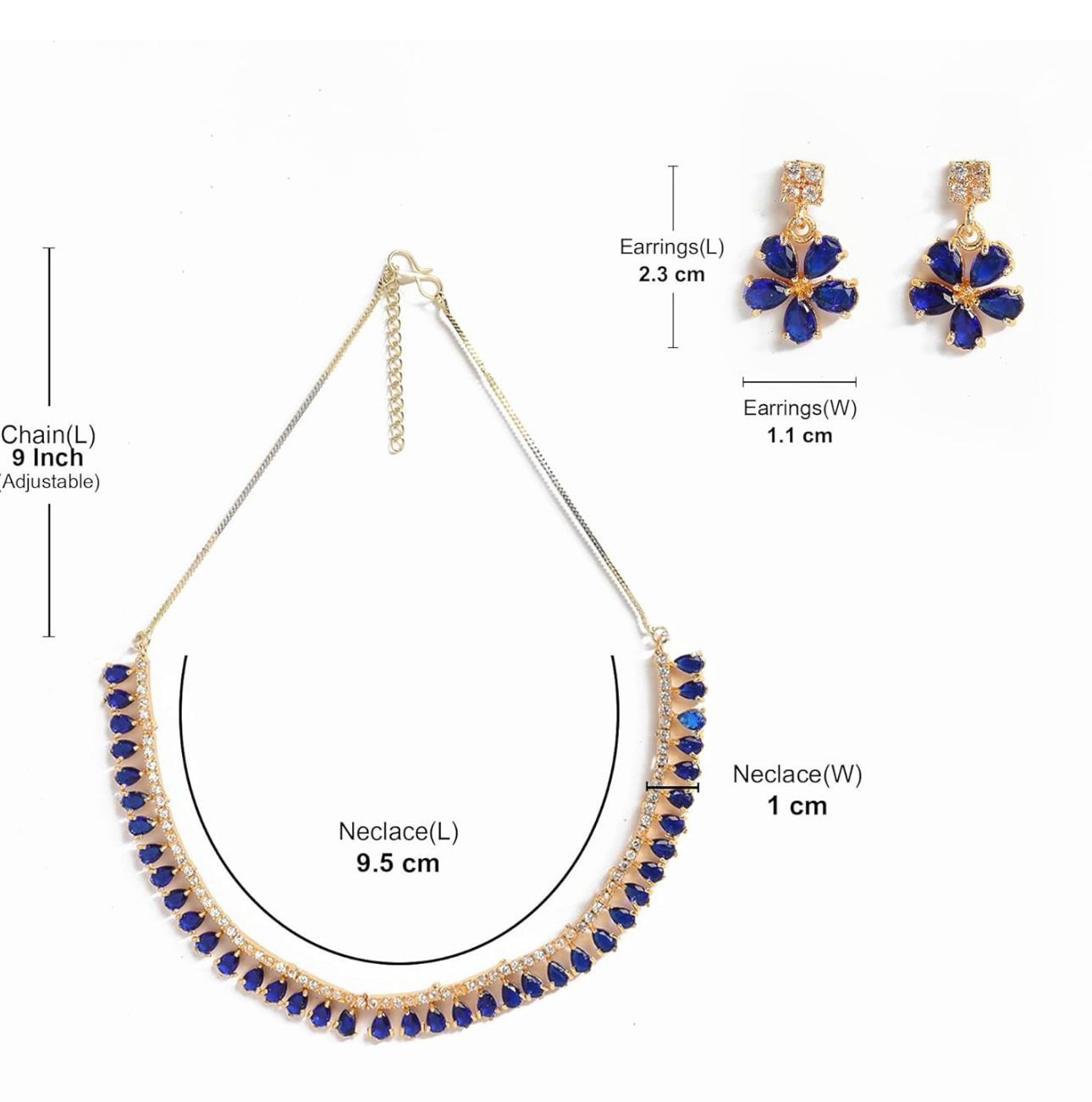 Vergoldetes amerikanisches Diamant-Halskettenset mit Ohrringen, Schmuck für Frauen und Mädchen