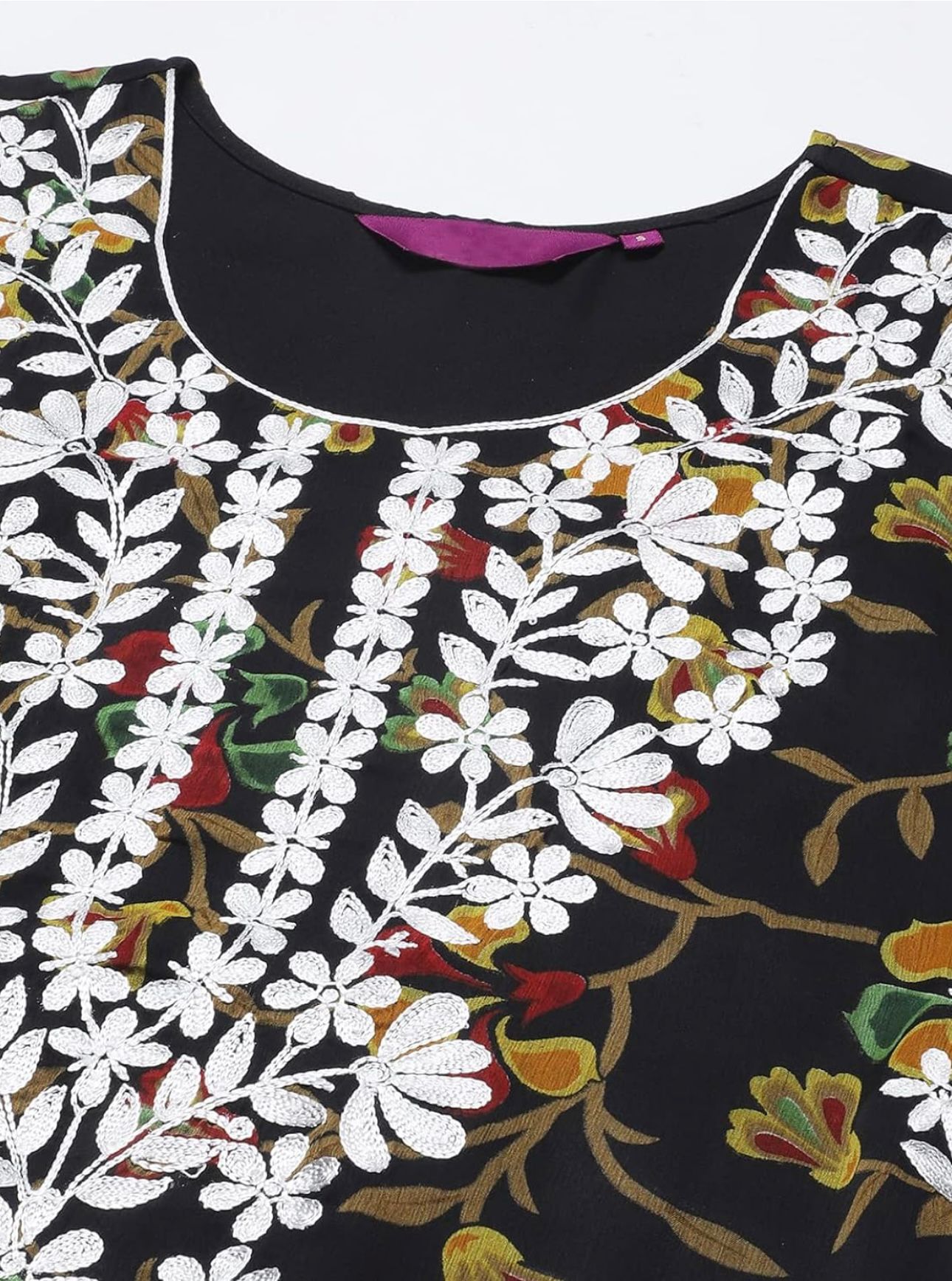 Floral Printed Georgette Chikankari Embroidery Kurti