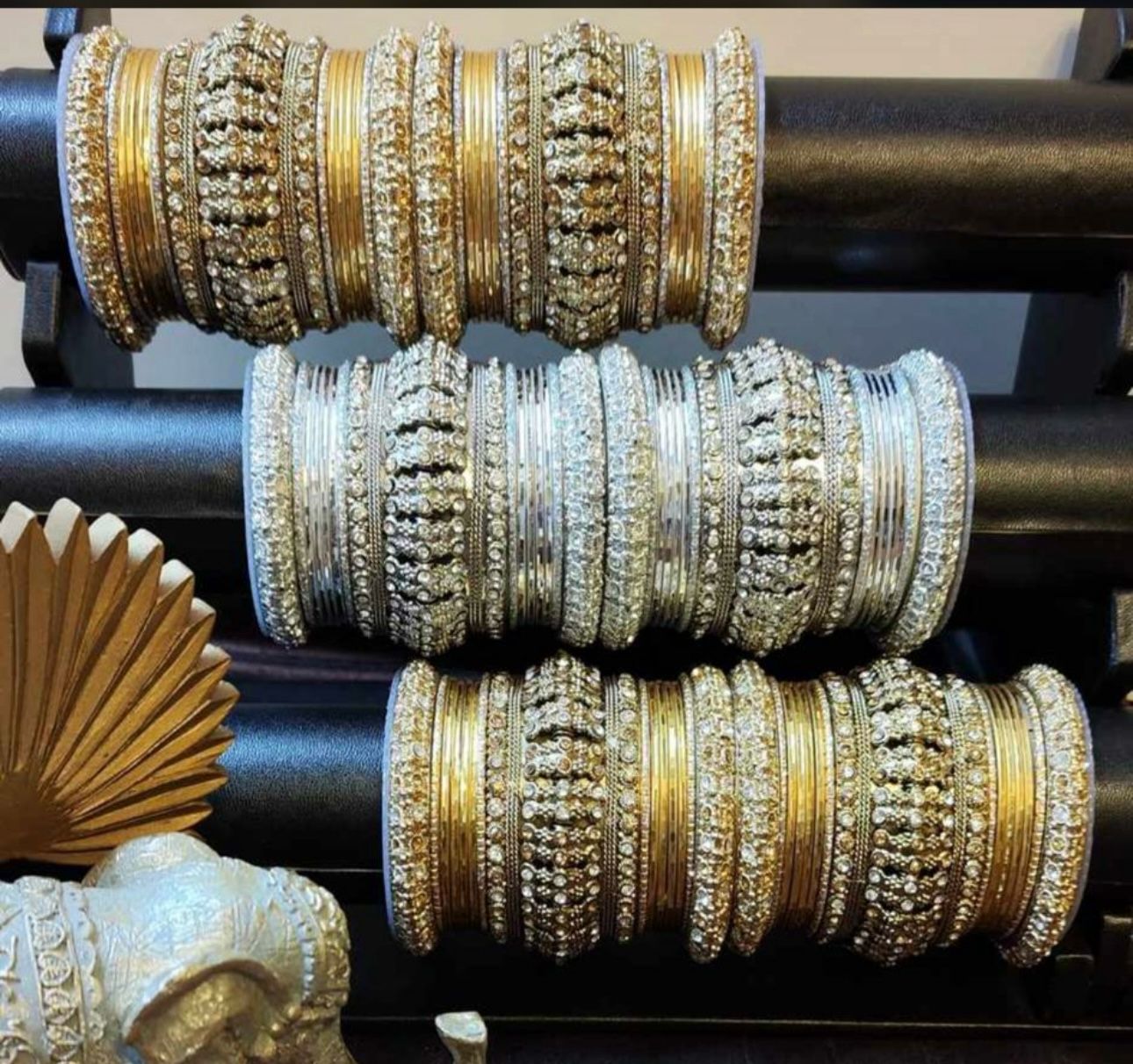 BRIDAL BANGLES SET WITH STONEWORK